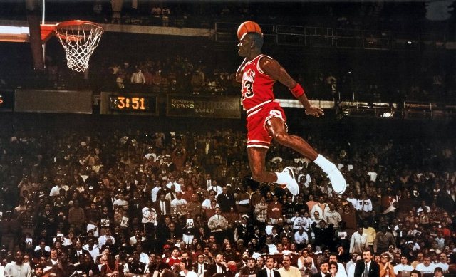 Michael Jordan Dunking From The Free-Throw Line