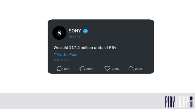 Sony sold over 117 million units of PS4, as stated in their tweet