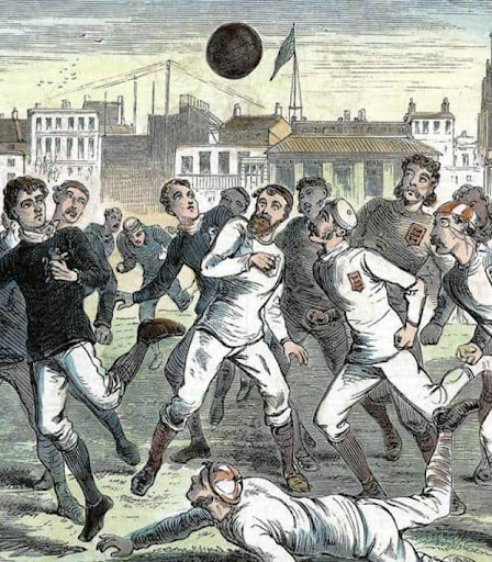 People playing football in the past