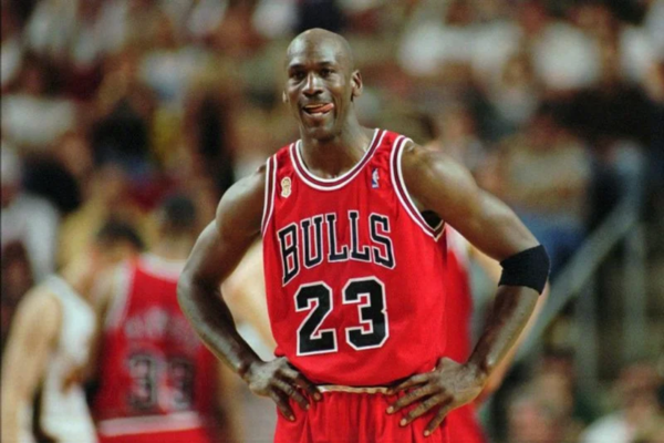 A photo of Michael Jordan playing for Bulls