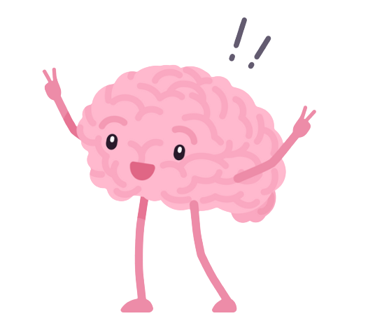Dopamine rush brain icon with victory signs 
