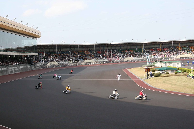 Motorcycle rider on a race track