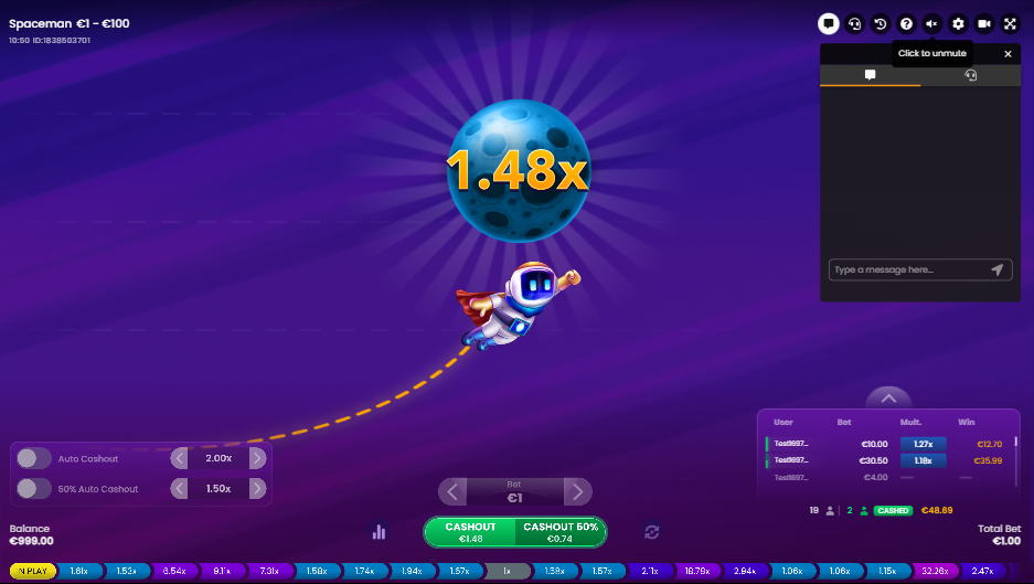 SpaceMan Crash Game Screenshot