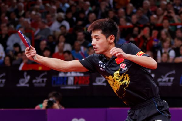 Zhang Jike playing in a Table Tennis tournament