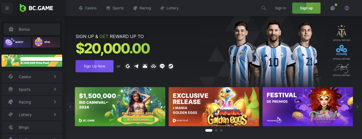 BC Game Casino Homepage