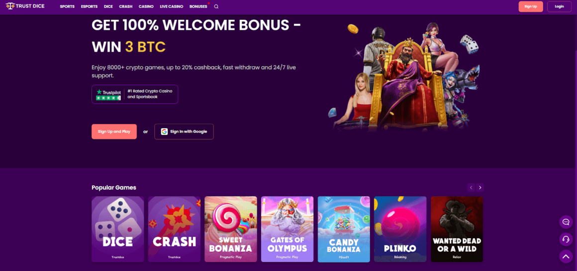TrustDice Websiteโs Home Page