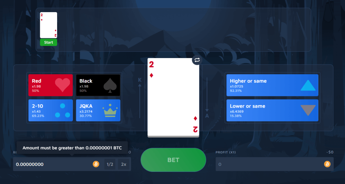 Crypto Hi-Lo Different Betting Options